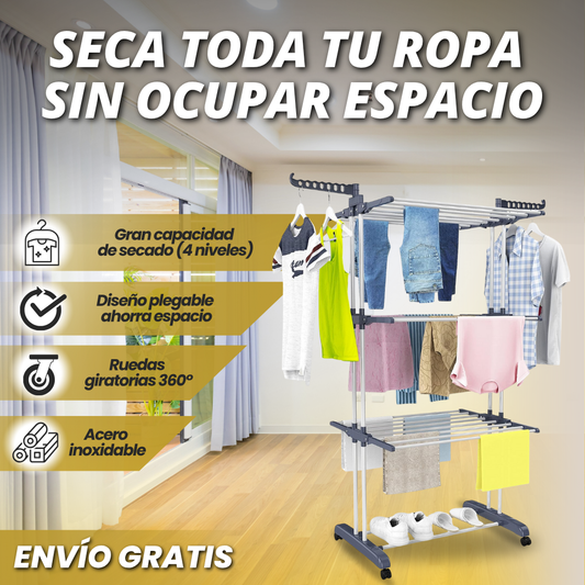 TENDEDERO DE 4 NIVELES - ¡AHORRA ENERGÍA Y ESPACIO!