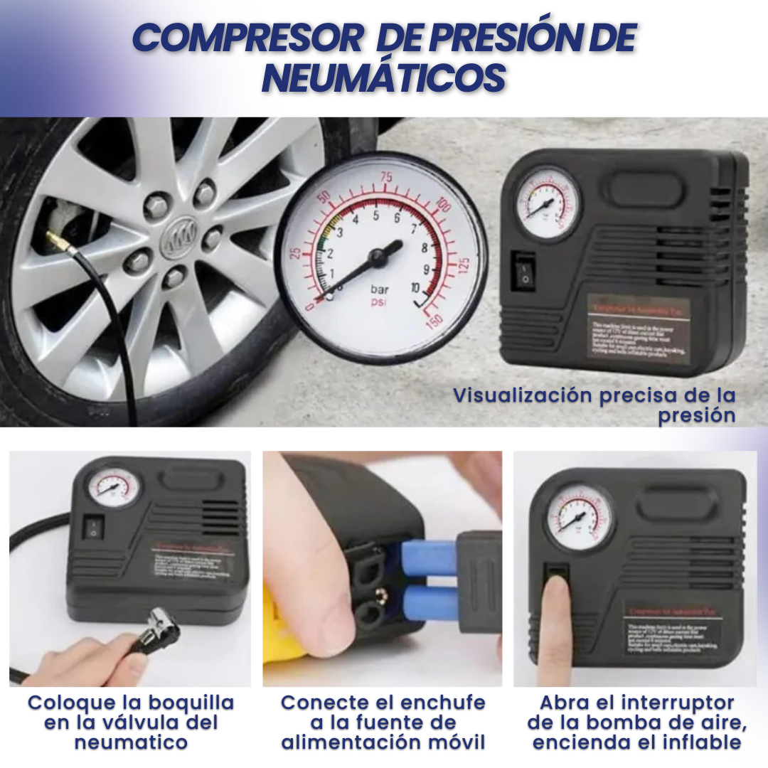 ARRANCADOR DE AUTOS Y COMPRESOR 5 EN 1
