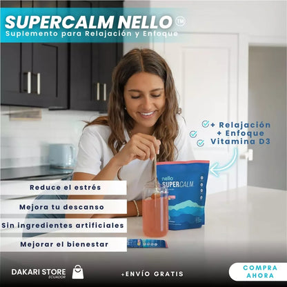 SuperCalm Nello™: Suplemento en Limonada de Frambuesa para Relajación y Enfoque - Naturalmente Equilibrado