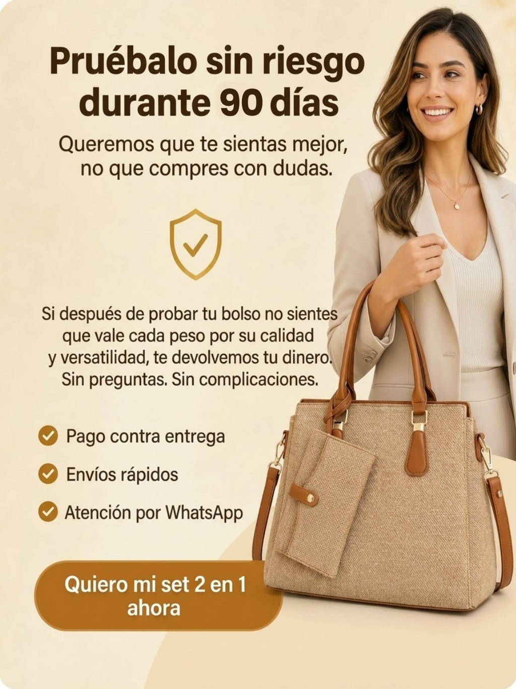 BOLSO DE MANO 2 EN 1 CON BILLETERA GRATIS