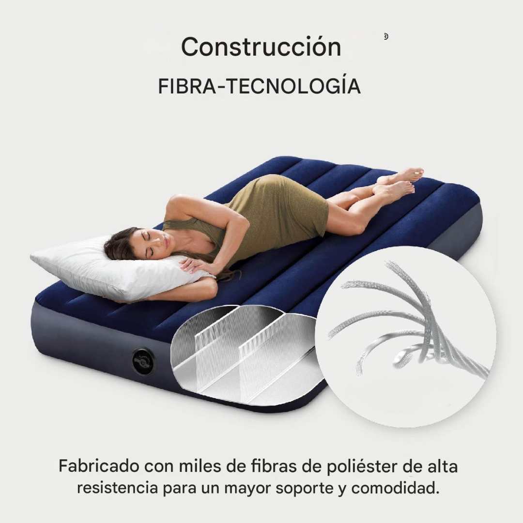 COLCHÓN INFLABLE PREMIUM ⭐✨ (PLAZA Y MEDIA) + GRATIS BOMBA DE AIRE PORTATIL