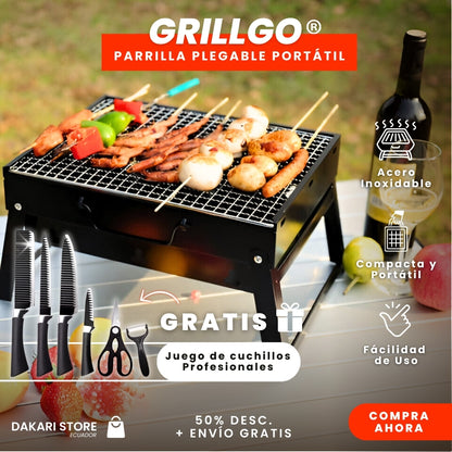 GRILLGO: PARRILLA PLEGABLE PORTÁTIL🔥🥩💯