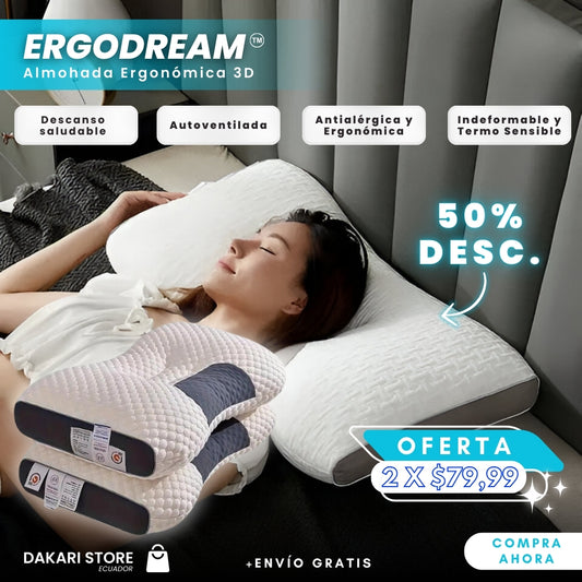 ErgoDream™: Almohada Ergonómica 3D Aloe Vera 💤🪶💯