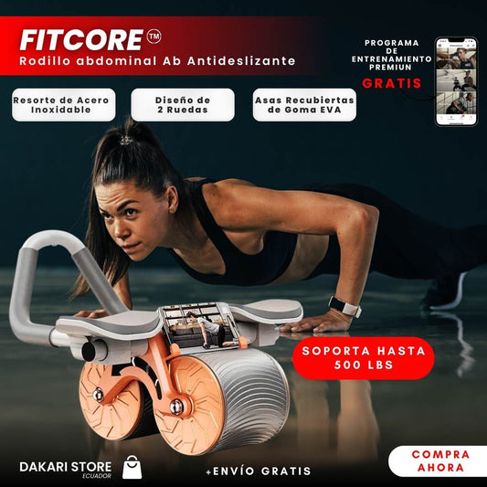 FitCore™: Rodillo Abdominal Ab Antideslizante con Soporte para Codos💪🏽💯✨