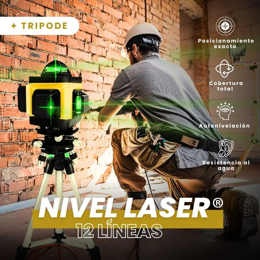 NIVEL LÁSER 12 LÍNEAS: 4D AUTONIVELANTE + TRÍPODE