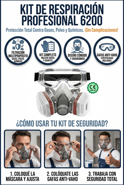 Kit Respirador 6200 + (Gafas protectoras)