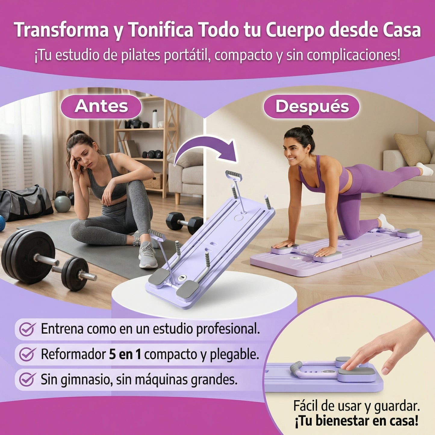 TABLA DE PILATES MULTIUSOS PLEGABLE