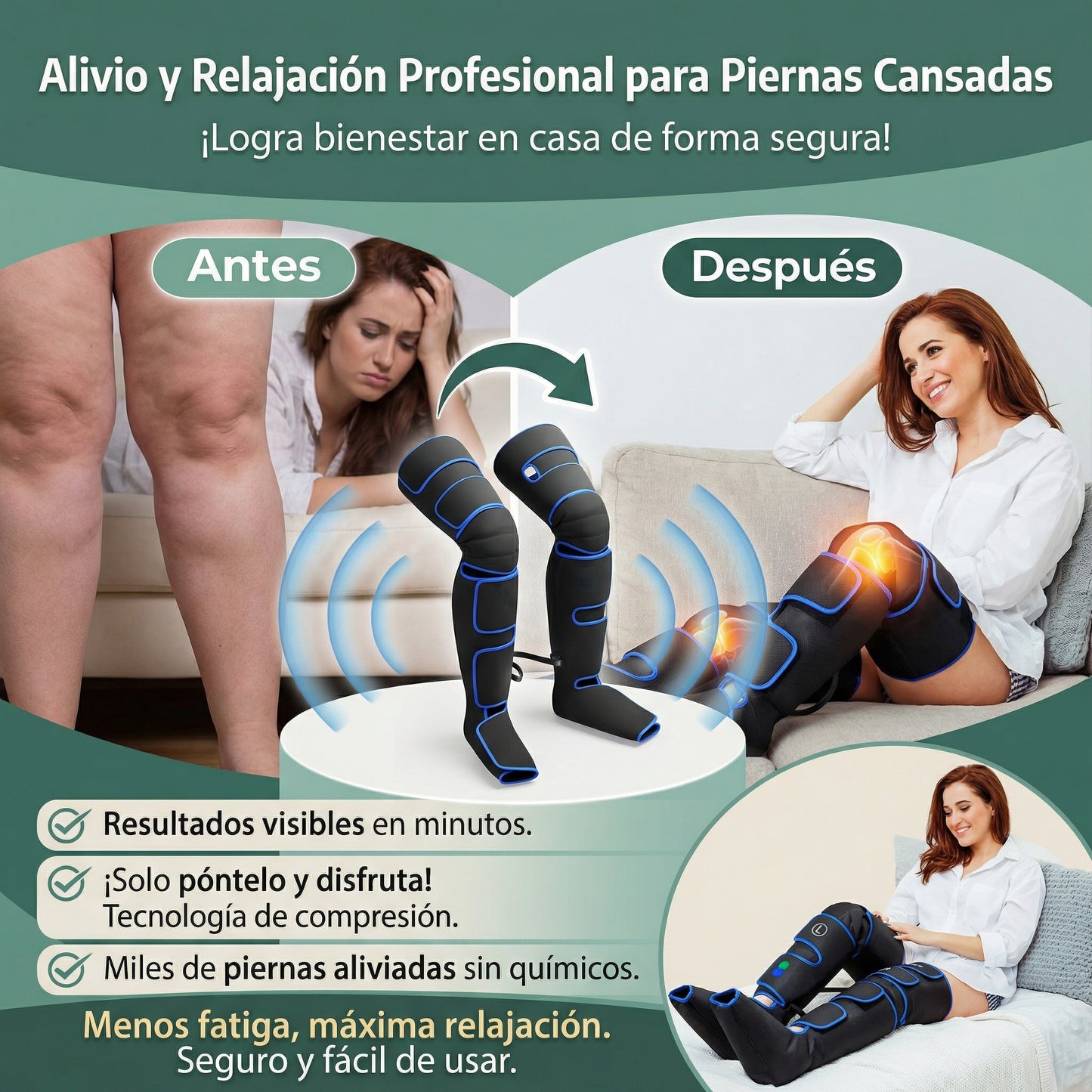 MASAJEADOR DE PIERNAS INTELIGENTE 6 EN 1